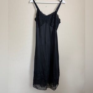 Vintage Patricia Lace Pajama Dress Midi Length Black Boho Whimsigoth House Dress